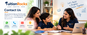 Parent and student meeting a tutor to discuss personalized tuition at TuitionRocks