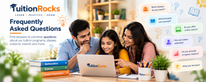 Parents and student exploring frequently asked questions about TuitionRocks tuition programs